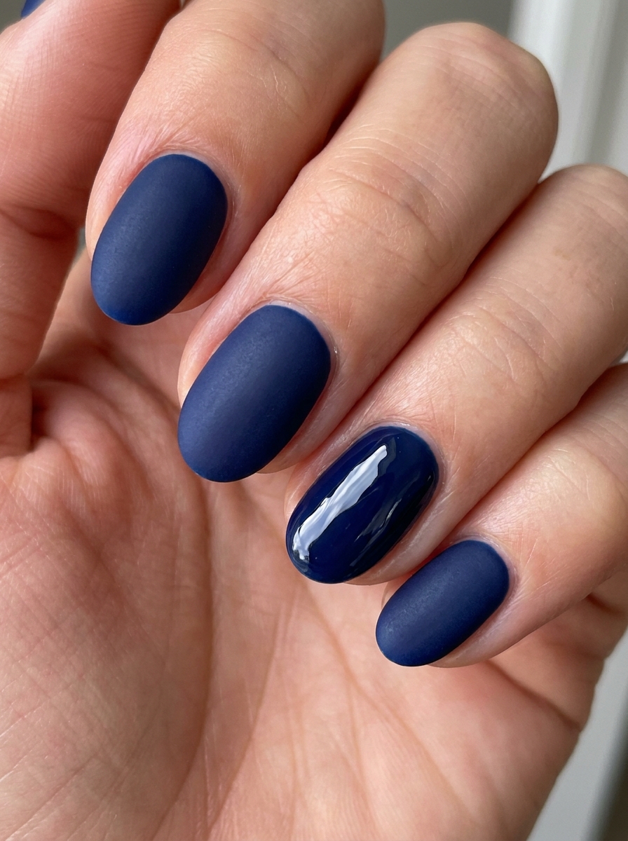 Matte & Glossy Navy Mix als Dunkelblaue Nägel Ideen Inspiration 2026